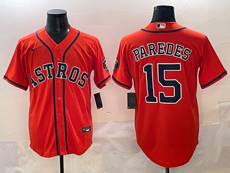 Men Houston Astros #15 Paredes Orange 2025 MLB nike jersey->houston astros->MLB Jersey